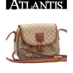 Celine Macadam Shoulder Bag Beige Tan Leather